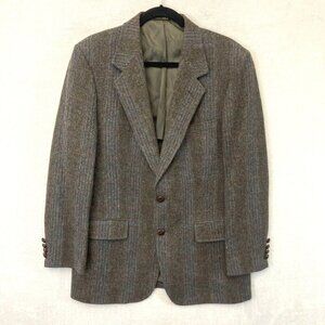 Vintage Arnie Wool Tweed Blazer Jacket Mens 40R Gray Plaid Academia Retro Preppy